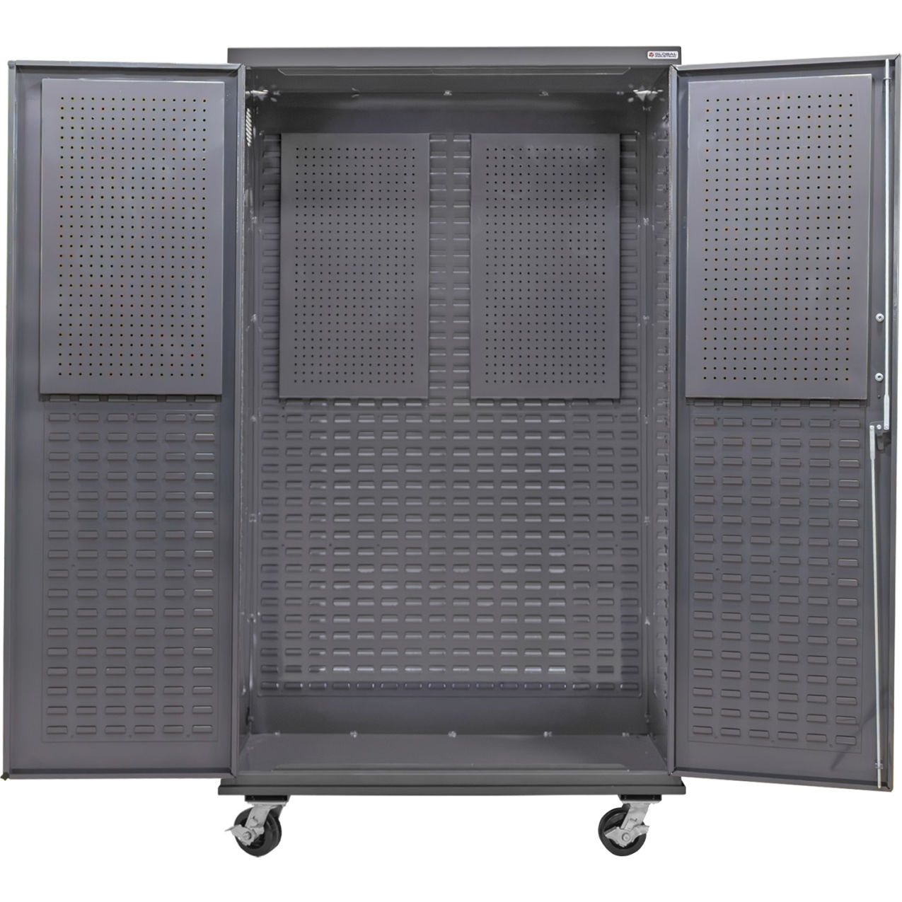 E-Locking Configurable Mobile Pegboard Cabinet, 48"W x 24"D x 85"H