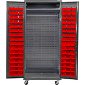 E-Locking Configurable Wardrobe Cabinet 36"W x 24"D x 85"H, 96 Red Bins
