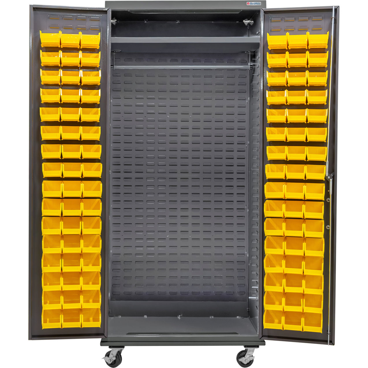 E-Locking Configurable Wardrobe Cabinet 36"W x 24"D x 85"H, 96 Yellow Bins