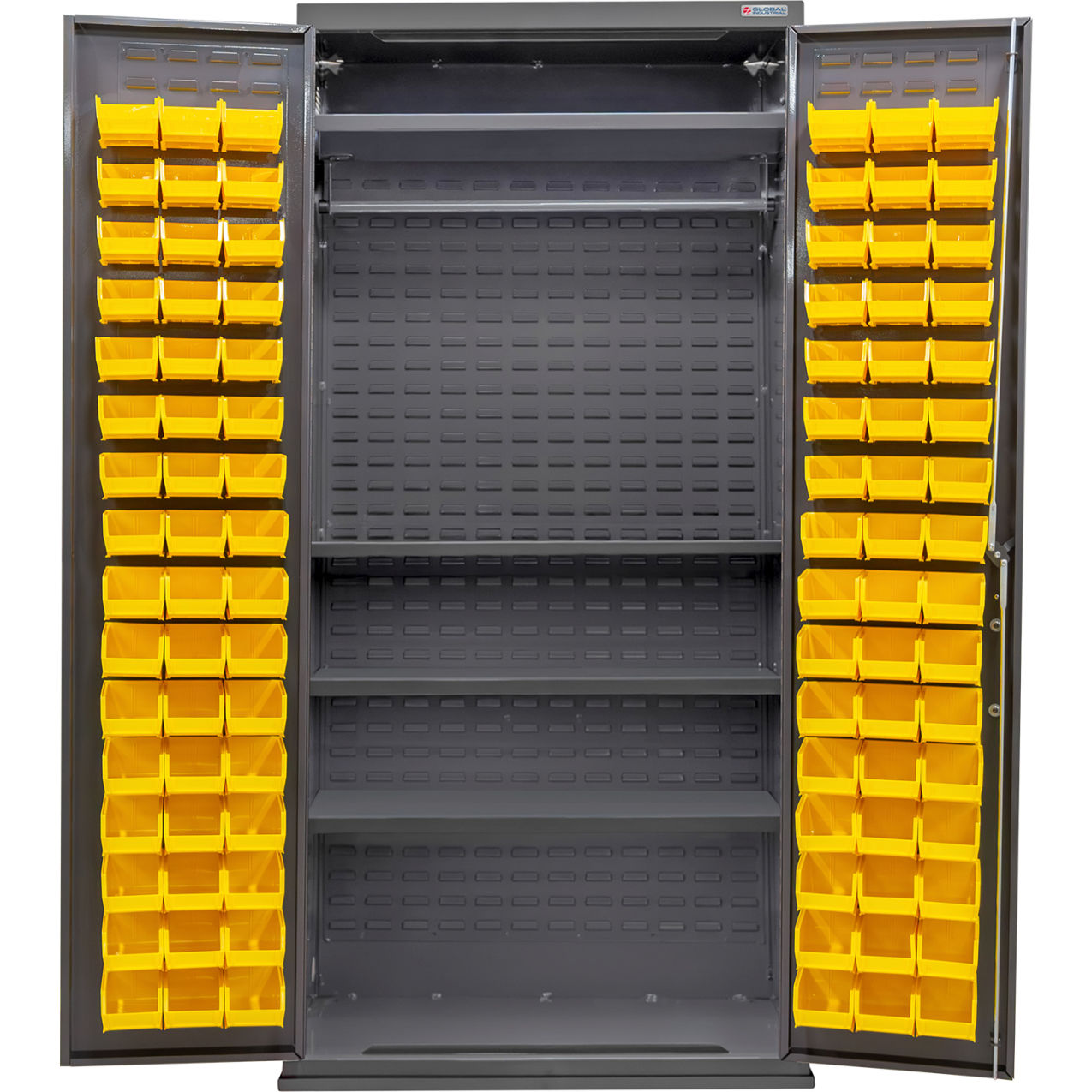 E-Locking Configurable Wardrobe Cabinet, 36"Wx24"Dx78"H, 4 Shelves, 96 YLW Bins
