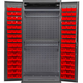 E-Locking Configurable Wardrobe Cabinet, 36"Wx24"Dx78"H, 2 Shelves, 96 Red Bins