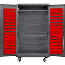 E-Locking Configurable Wardrobe Cabinet 48"W x 24"D x 85"H, 120 Red Bins