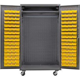 E-Locking Configurable Wardrobe Cabinet 48"W x 24"D x 85"H, 120 Yellow Bins