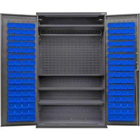 E-Locking Configurable Wardrobe Cabinet, 48"Wx24"Dx78"H, 4 Shelves, 120 Blue Bins