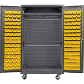 E-Locking Configurable Wardrobe Cabinet, 48"Wx24"Dx85"H, 2 Shelves, 120 YLW Bins