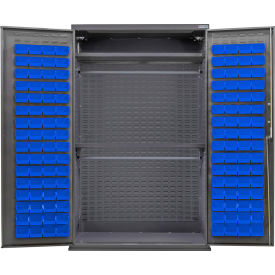 E-Locking Configurable Wardrobe Cabinet, 48"Wx24"Dx78"H, 2 Shelves, 120 Blue Bins