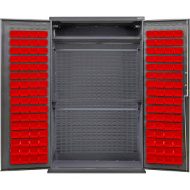 E-Locking Configurable Wardrobe Cabinet, 48"Wx24"Dx78"H, 2 Shelves, 120 Red Bins