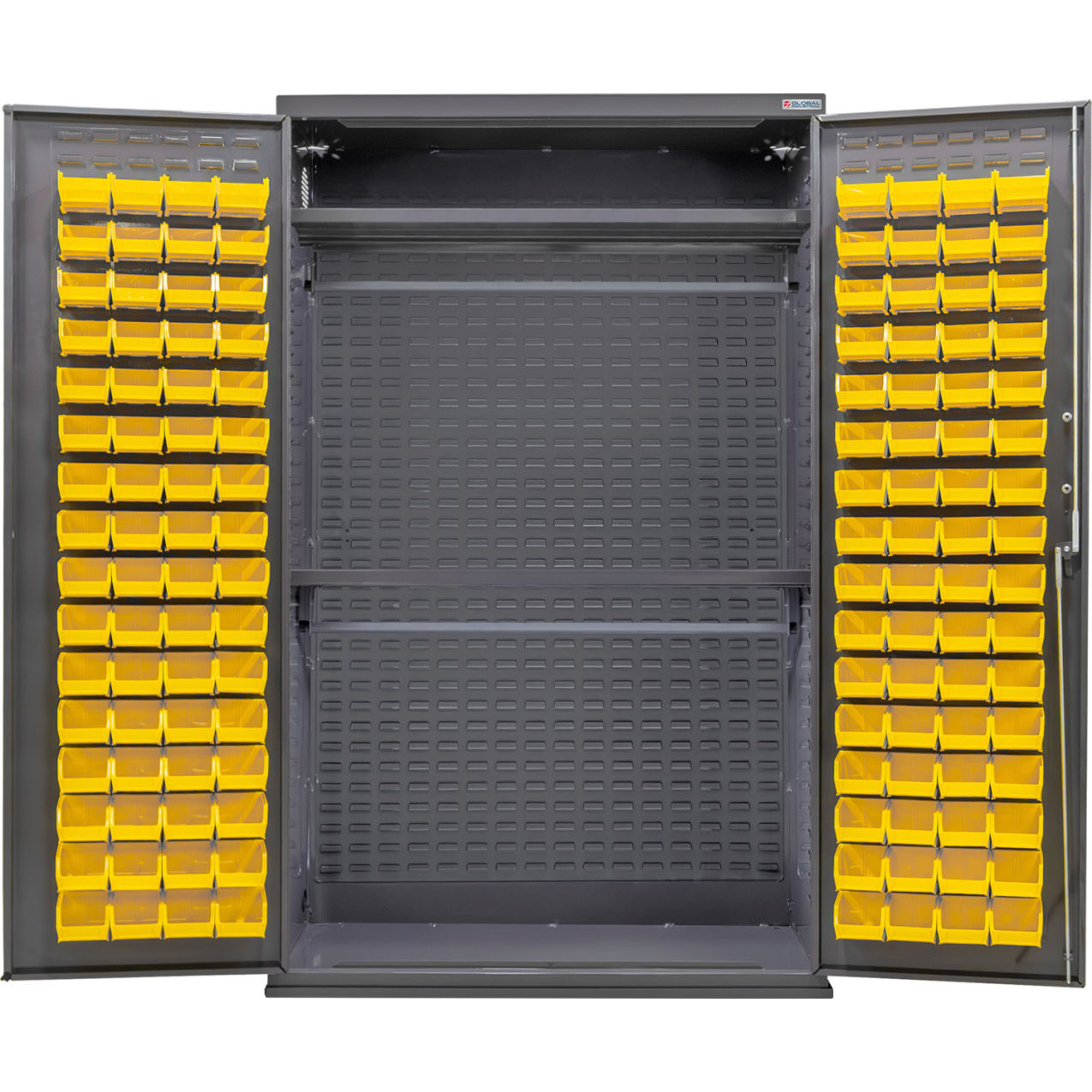 E-Locking Configurable Wardrobe Cabinet, 48"Wx24"Dx78"H, 2 Shelves, 120 YLW Bins