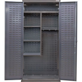 E-Locking Configurable Janitorial Charging Cabinet, 36"W x 24"D x 78"H, 4 Shelves