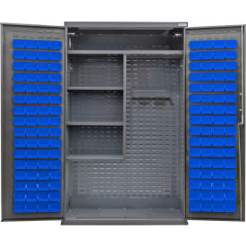 E-Locking Configurable Janitorial Charging Cabinet, 48"Wx24"Dx78"H, 120 Blue Bins