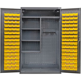 E-Locking Configurable Janitorial Charging Cabinet, 48"Wx24"Dx78"H, 120 YLW Bins