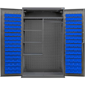 E-Locking Configurable Combination Cabinet, 48"x24"x78", 4 Shelves, 120 Blue Bins