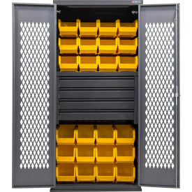 Configurable Ventilated Drawer Cabinet, 36"x24"x78", 4 Drawers, 24 Yellow Bins