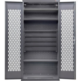 Configurable Ventilated Drawer Cabinet, 36"W x 24"D x 78"H, 4 Shelves, 4 Drawers