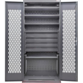 Configurable Ventilated Drawer Cabinet, 36"W x 24"D x 78"H, 5 Shelves, 4 Drawers
