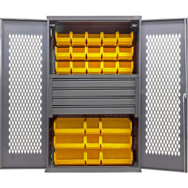 Configurable Ventilated Drawer Cabinet, 48"Wx24"Dx78"H, 4 Drawers, 102 YLW Bins