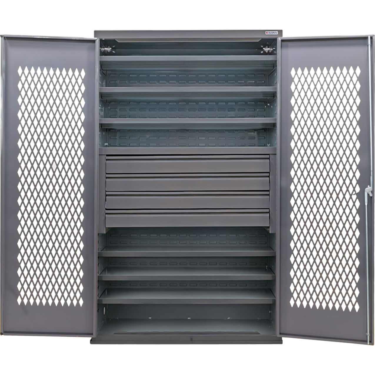 Configurable Ventilated Drawer Cabinet, 48"W x 24"D x 78"H, 6 Shelves, 4 Drawers