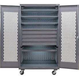 Configurable Ventilated Mobile Drawer Cabinet, 48"x24"x85", 5 Shelves, 4 Drawers