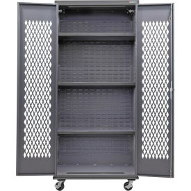 Configurable Ventilated Mobile Shelf Cabinet, 36"W x 24"D x 85"H, 3 Shelves