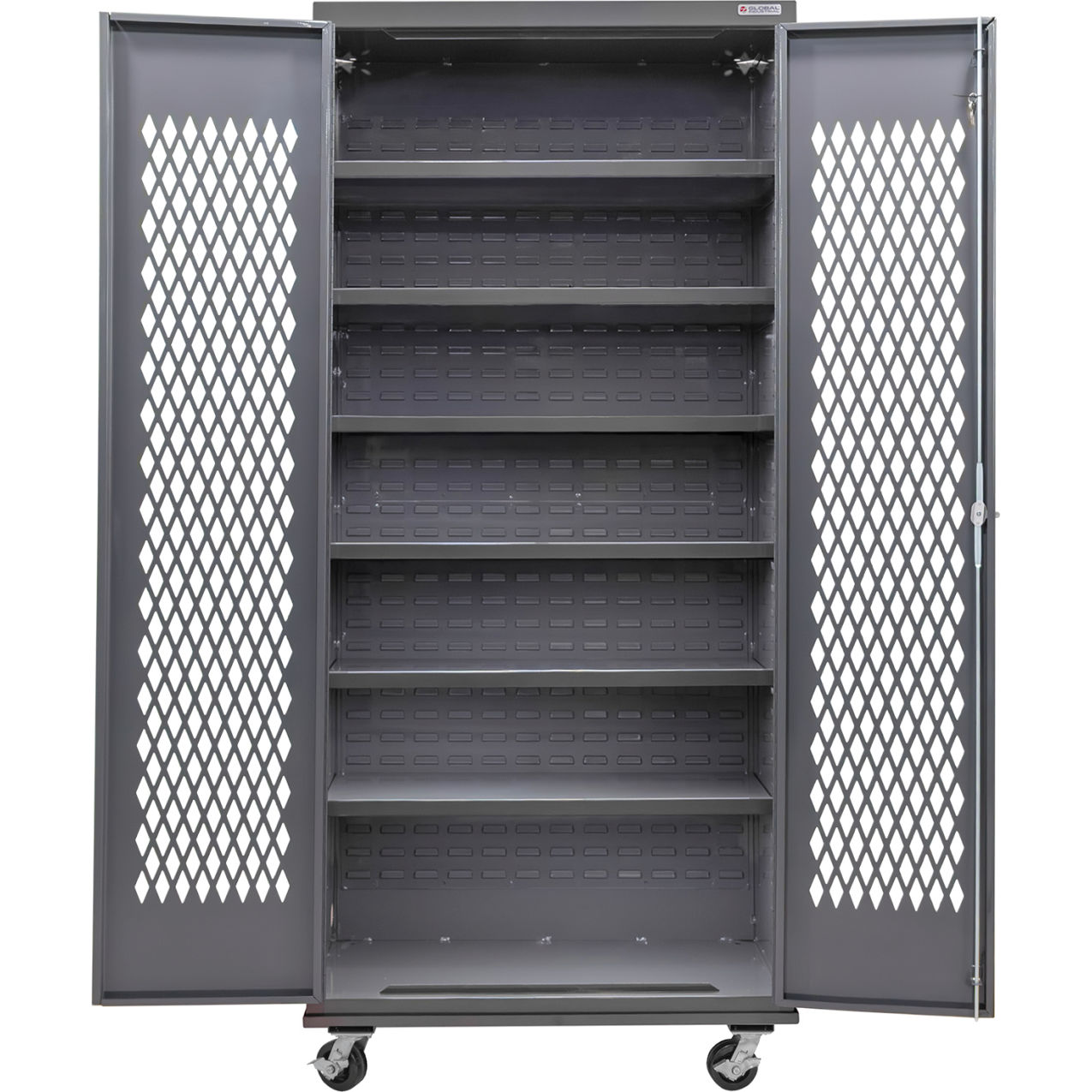 Configurable Ventilated Mobile Shelf Cabinet, 36"W x 24"D x 85"H, 6 Shelves