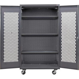 Configurable Ventilated Mobile Shelf Cabinet, 48"W x 24"D x 85"H, 3 Shelves