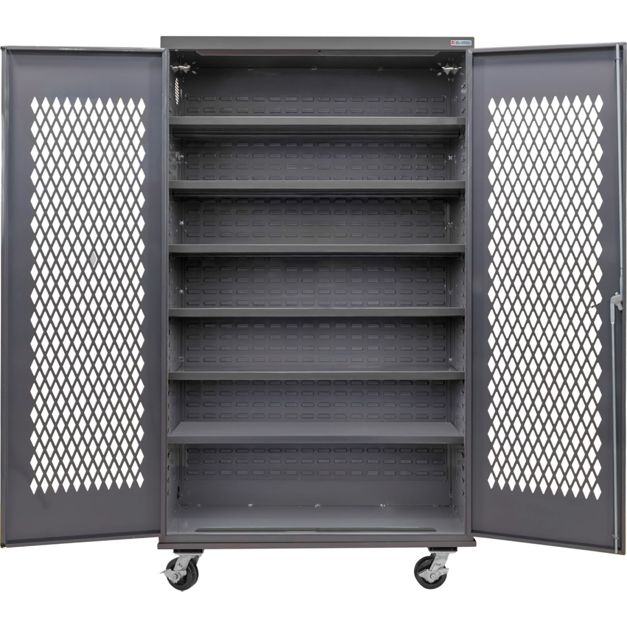 Configurable Ventilated Mobile Shelf Cabinet, 48"W x 24"D x 85"H, 6 Shelves