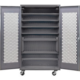 Configurable Ventilated Mobile Shelf Cabinet, 48"W x 24"D x 85"H, 7 Shelves