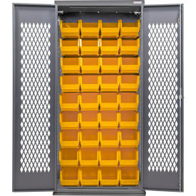 Configurable Ventilated Charging Cabinet, 36"W x 24"D x 78"H, 48 Yellow Bins