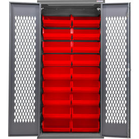 Configurable Ventilated Charging Cabinet, 36"W x 24"D x 78"H, 30 Red Bins