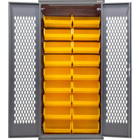 Configurable Ventilated Charging Cabinet, 36"W x 24"D x 78"H, 30 Yellow Bins