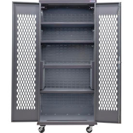 Configurable Ventilated Mobile Charging Cabinet, 36"W x 24"D x 85"H, 4 Shelves