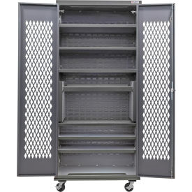 Configurable Ventilated Mobile Charging Cabinet, 36"W x 24"D x 85"H, 7 Shelves