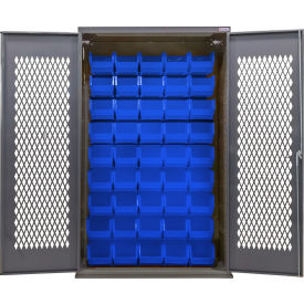 Configurable Ventilated Charging Cabinet, 48"W x 24"D x 78"H, 48 Blue Bins