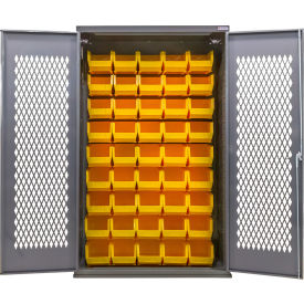 Configurable Ventilated Charging Cabinet, 48"W x 24"D x 78"H, 48 Yellow Bins