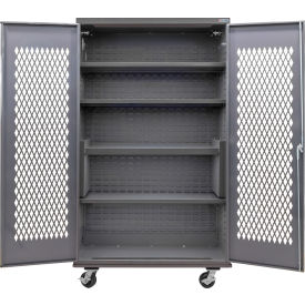 Configurable Ventilated Mobile Charging Cabinet, 48"W x 24"D x 85"H, 4 Shelves