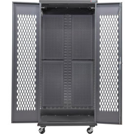 Configurable Ventilated Mobile Full Pegboard Cabinet, 36"W x 24"D x 85"H