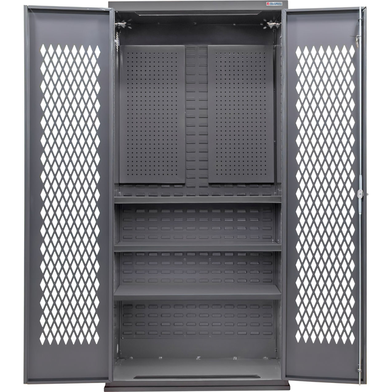 Configurable Ventilated Pegboard Cabinet, 36"W x 24"D x 78"H, 3 Shelves