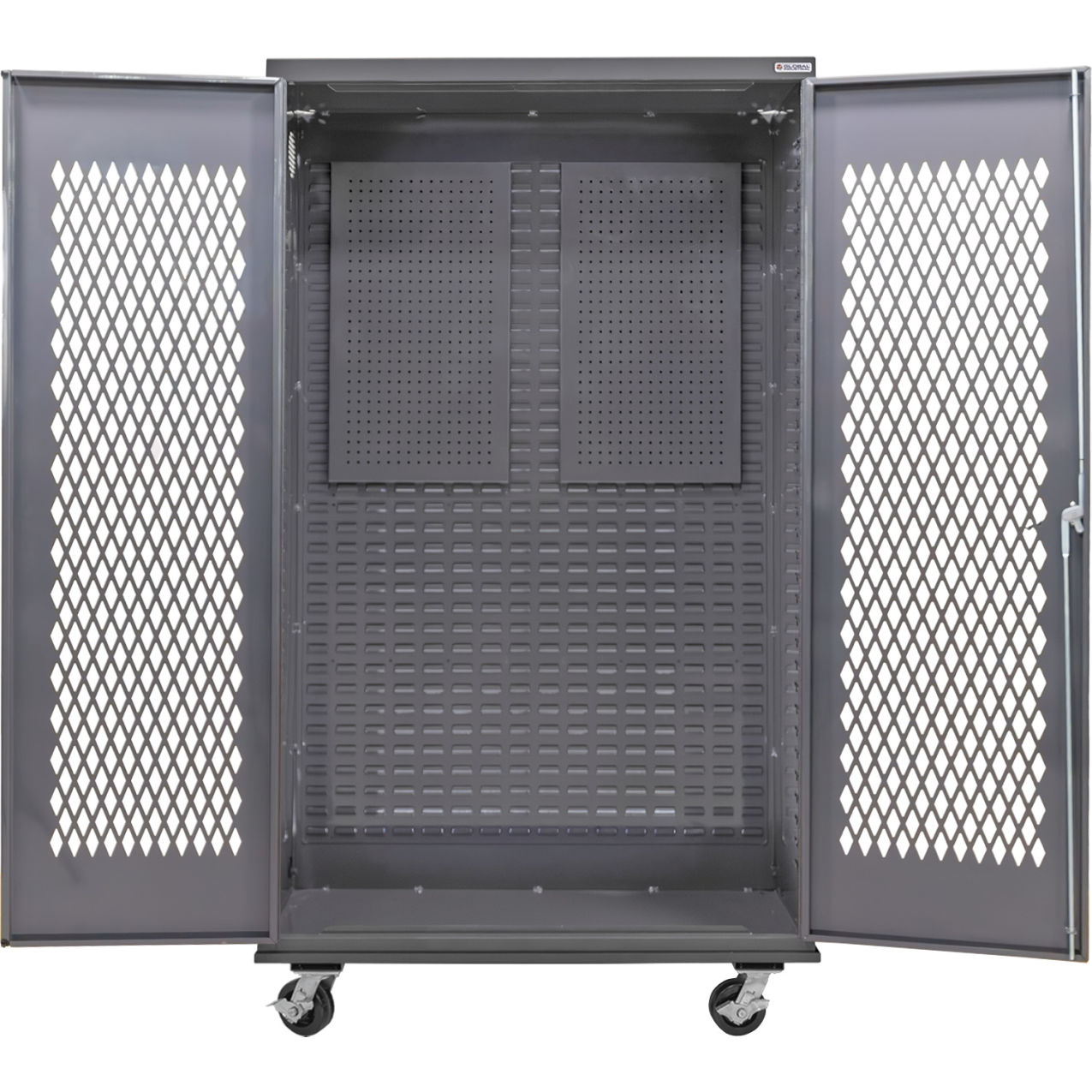 Configurable Ventilated Mobile Pegboard Cabinet, 48"W x 24"D x 85"H