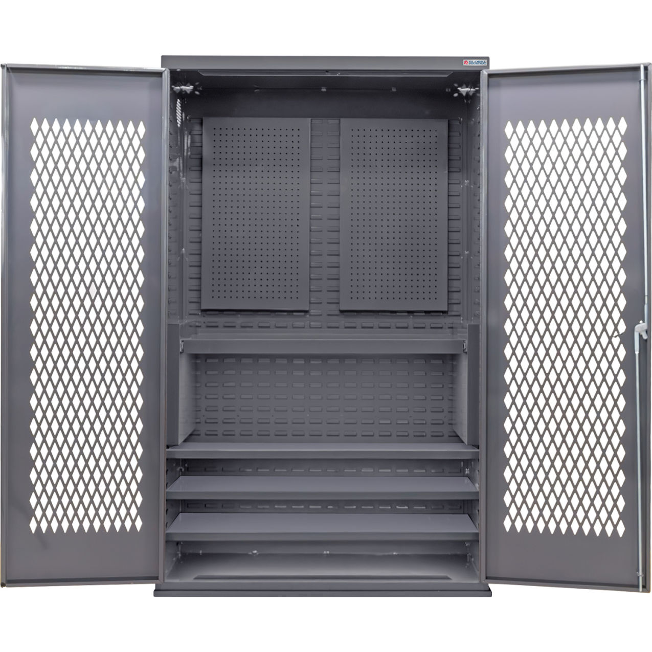 Configurable Ventilated Pegboard Cabinet, 48"W x 24"D x 78"H, 4 Shelves