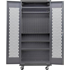 Configurable Ventilated Mobile Wardrobe Cabinet, 36"W x 24"D x 85"H, 4 Shelves