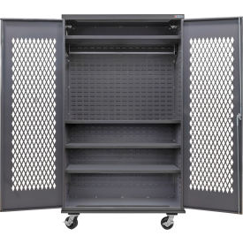 Configurable Ventilated Mobile Wardrobe Cabinet, 48"W x 24"D x 85"H, 4 Shelves