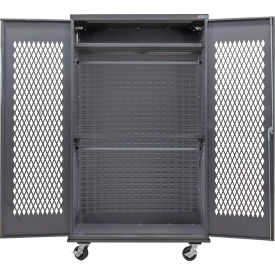 Configurable Ventilated Mobile Wardrobe Cabinet, 48"W x 24"D x 85"H, 2 Shelves