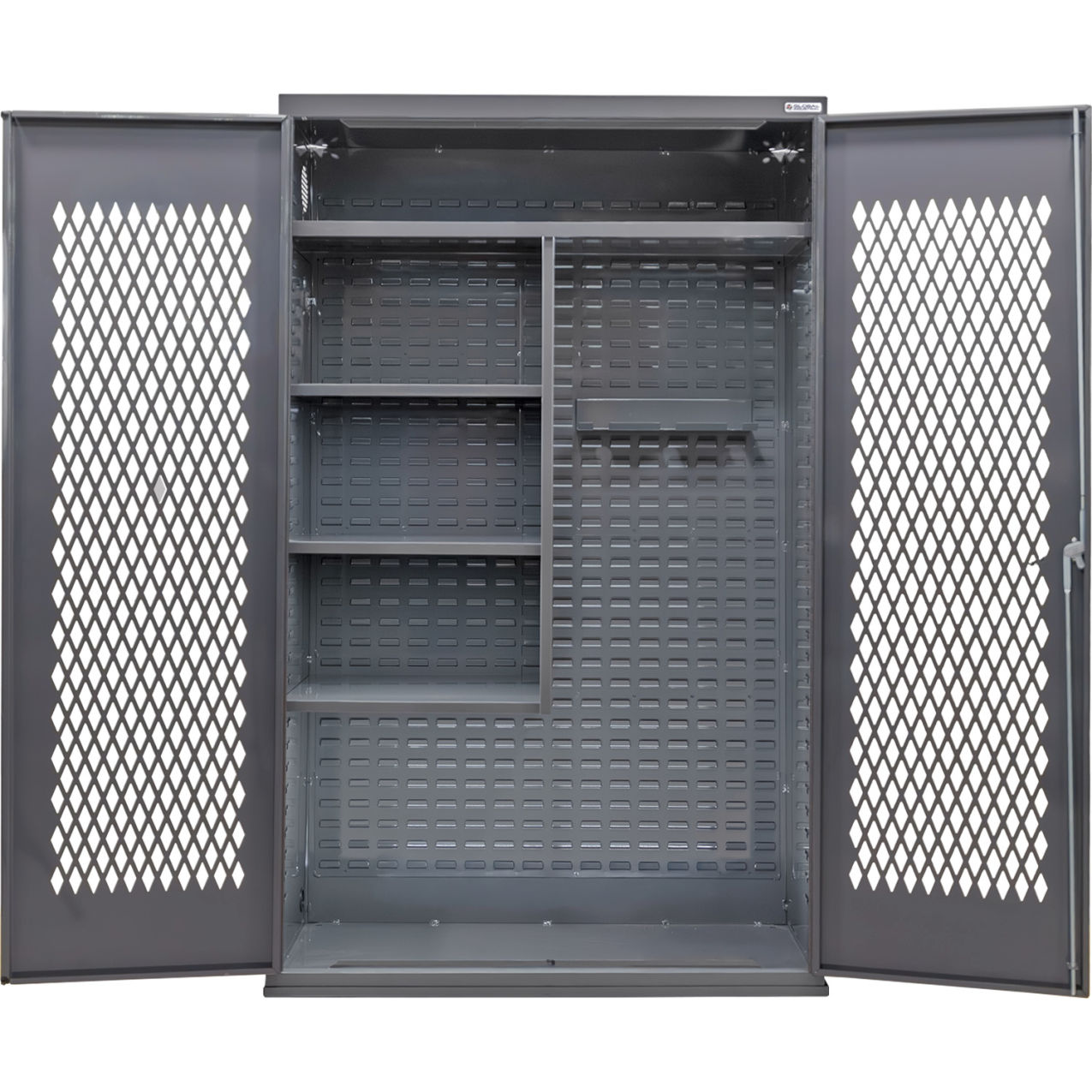 Configurable Ventilated Janitorial Cabinet, 48"W x 24"D x 78"H, 4 Shelves