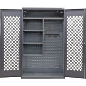 Configurable Ventilated Janitorial Charging Cabinet, 48"Wx24"Dx78"H, 4 Shelves