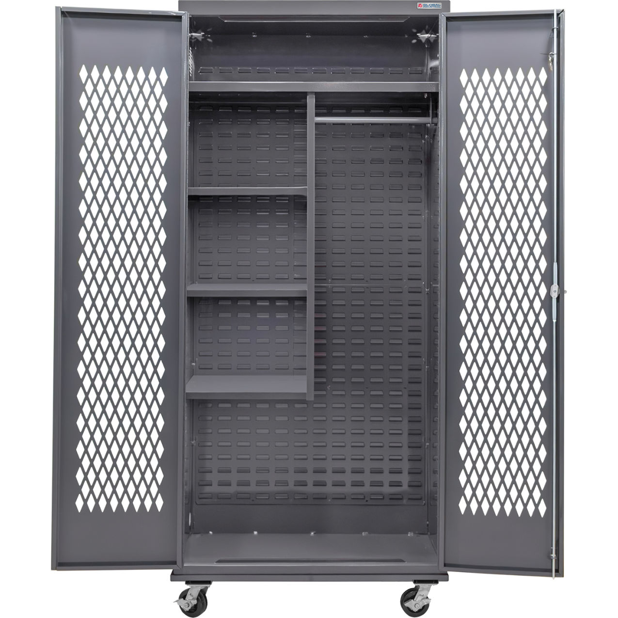 Configurable Ventilated Mobile Combination Cabinet, 36"W x 24"D x 85"H, 4 Shelves