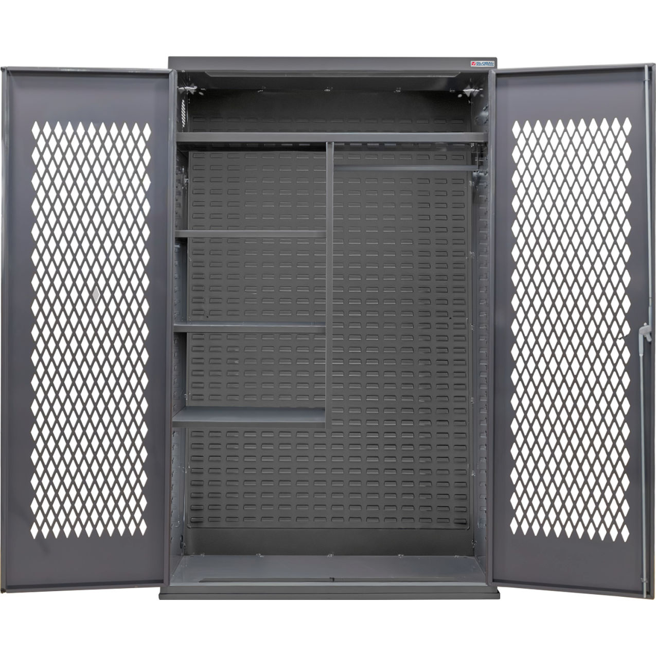 Configurable Ventilated Combination Cabinet, 48"W x 24"D x 78"H, 4 Shelves