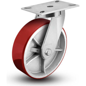Swivel Plate Caster 7.12689.989 LH15.5 Polyurethane 12" Dia. 1700 Lb.