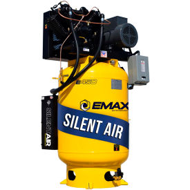 Silent Air Compressor, 10 HP, 120 Gal, Vertical, 175 PSI, 38 CFM, 208/230V