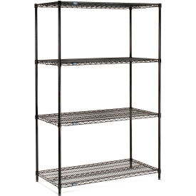 4 Shelf, Black Epoxy Wire Shelving Unit, Starter, 54"W x 14"D x 86"H