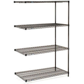 4 Shelf, Black Epoxy Wire Shelving Unit, Add On, 54"W x 14"D x 63"H